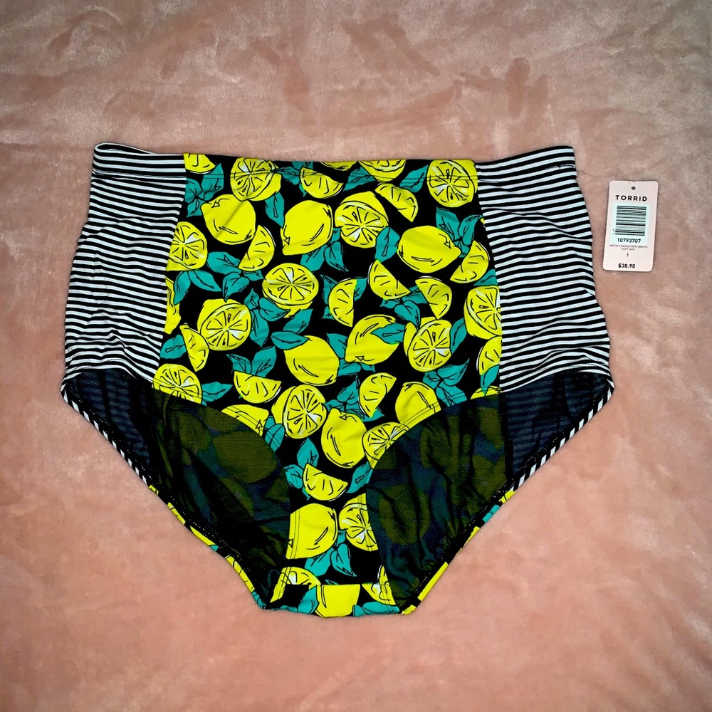 Lemons Stripe smoothing high waist bikini bottom